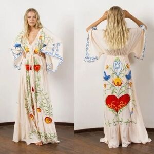 Bohemian dress Maxi embroidered fillyboo Free people